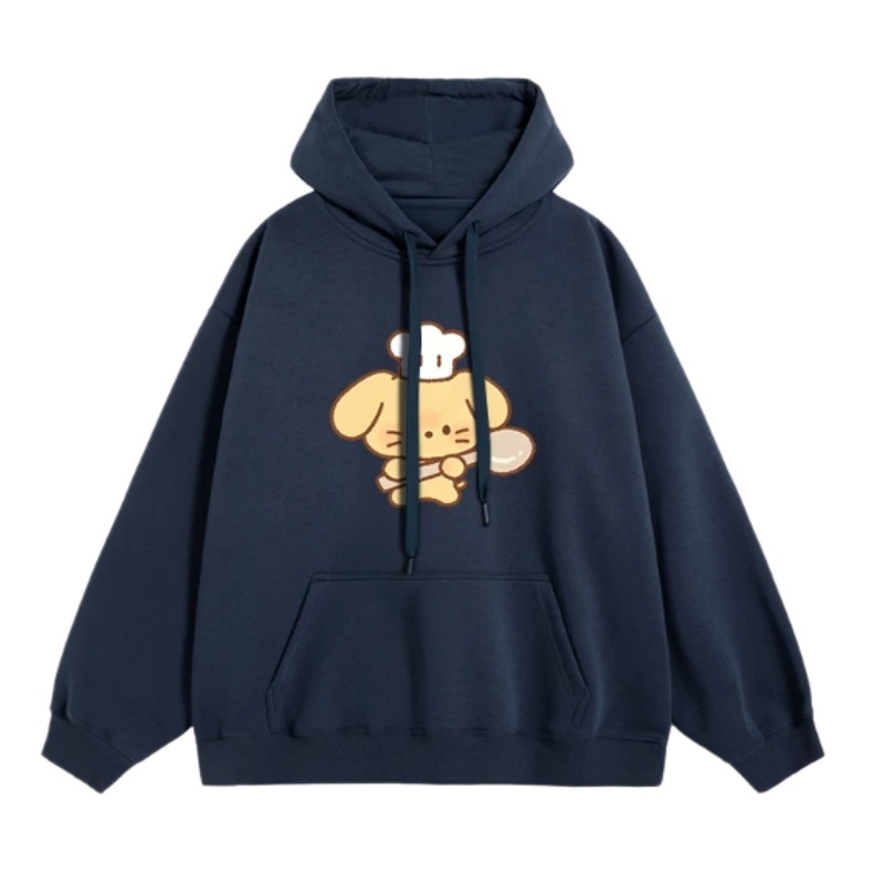Cute Puppy Graphic Hoodie – Navy Blue